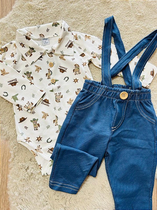 CONJUNTO BODY E CALÇA COM SUSPENSÓRIO DIVERTTO