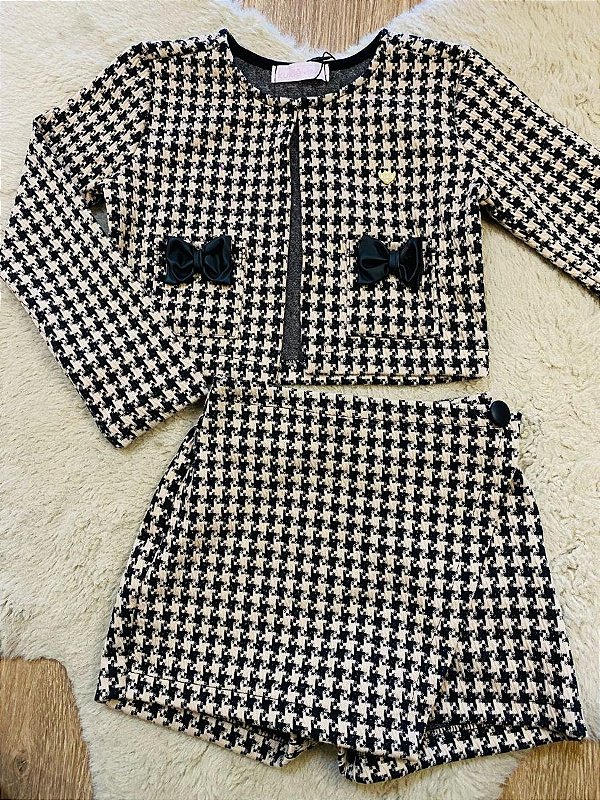CONJUNTO CASACO E SHORT SAIA PIED POULE KUKIÊ