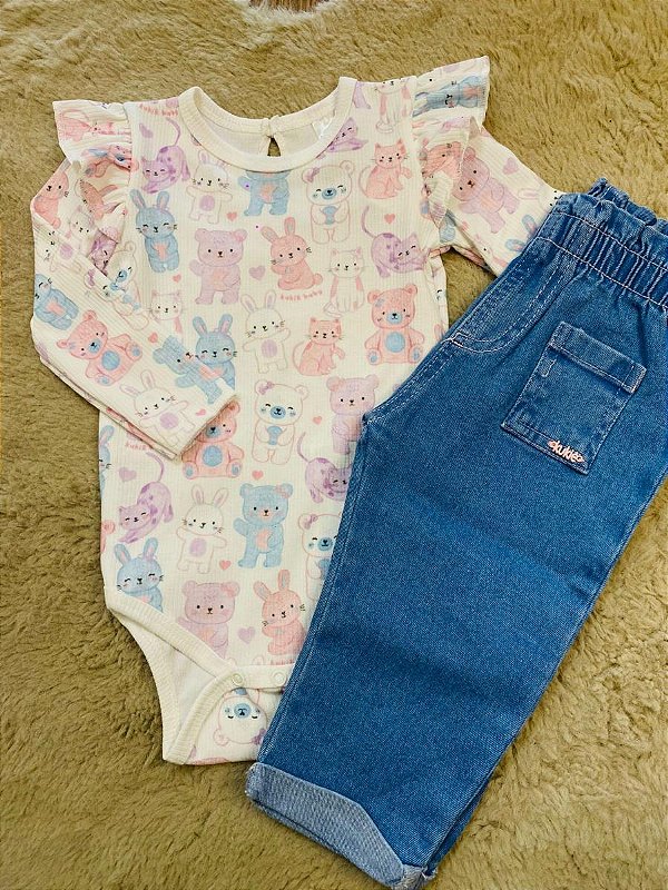 CONJUNTO BODY E CALÇA JEANS KUKIÊ