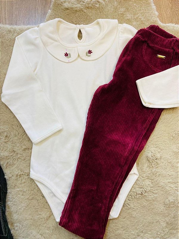 CONJUNTO BODY ML E CALÇA MINI BEAR - TAM 2