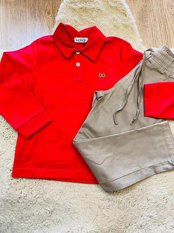 CONJUNTO CAMISA GOLA POLO E CALÇA LUC.BOO - TAM 4 AO 10