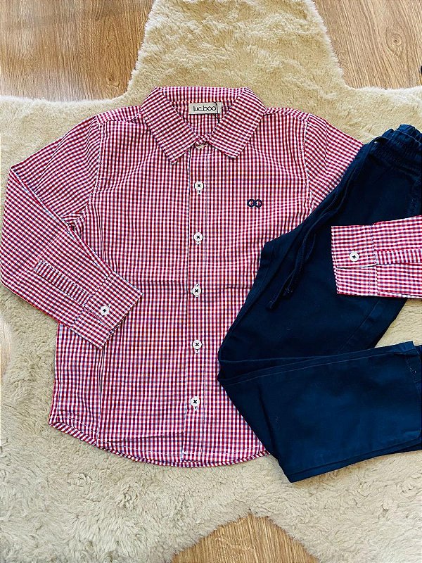 CONJUNTO CAMISA E CALÇA LUC.BOO - TAM 4 AO 10