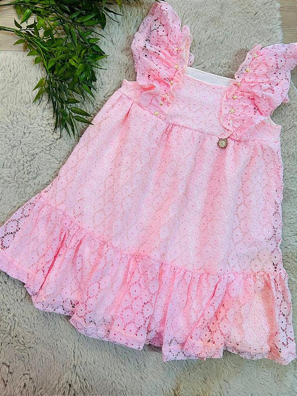 VESTIDO MANGA CURTA RENDA KIKI XODÓ - TAM 1 ao 3