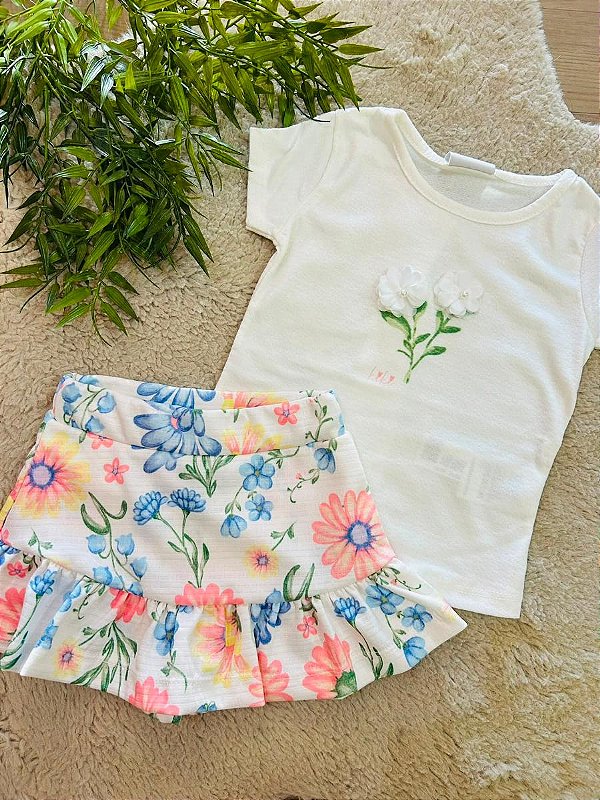 CONJUNTO CAMISETA E SHORT SAIA KIKI XODÓ - TAM 1 AO 4