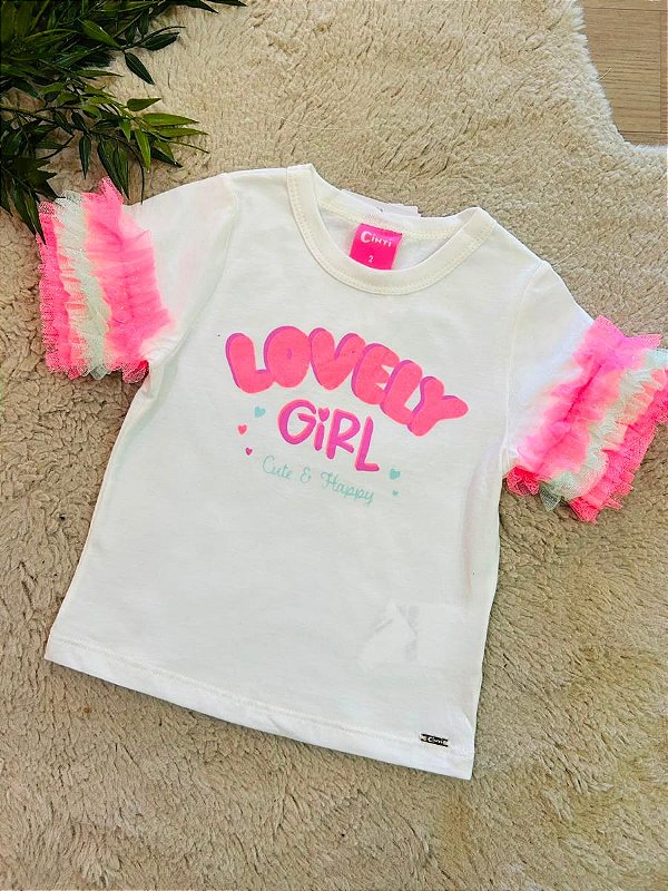 CAMISETA MANGA CURTA COM TULE CINTI - TAM 2 A0 10