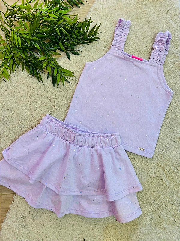 CONJUNTO BLUSINHA E SHORT SAIA MUNDO CINTI - TAM 2 AO 10