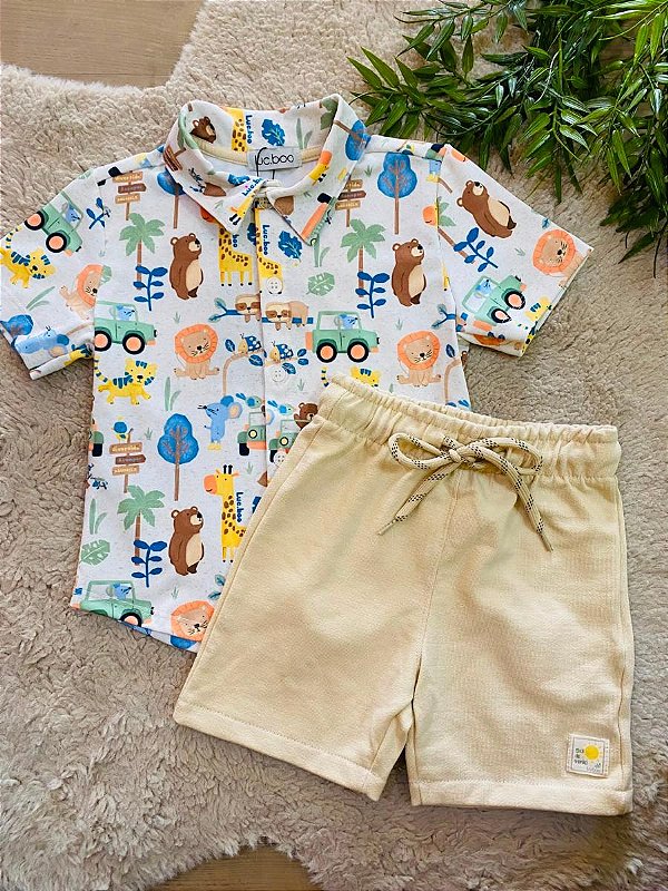 CONJUNTO CAMISA E BERMUDA LUC.BOO - TAM 1 AO 4