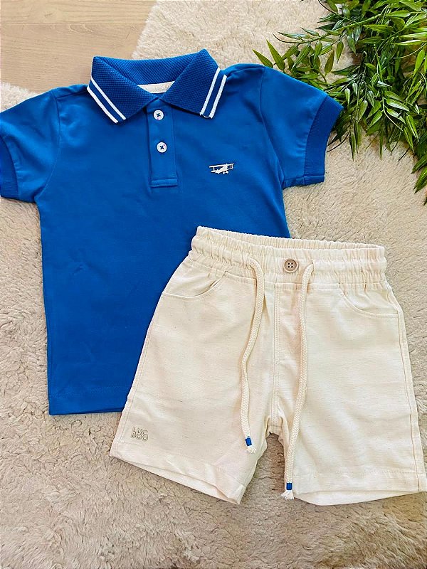 CONJUNTO CAMISETA POLO COM BERMUDA LUC.BOO - TAM 2 AO 6