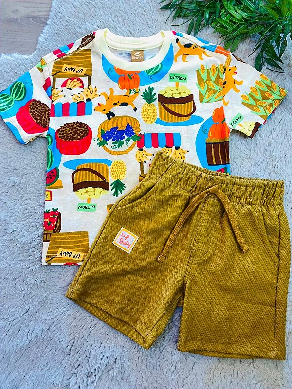 CONJUNTO CAMISETA E BERMUDA MALHA UP BABY - TAM 1 AO 4