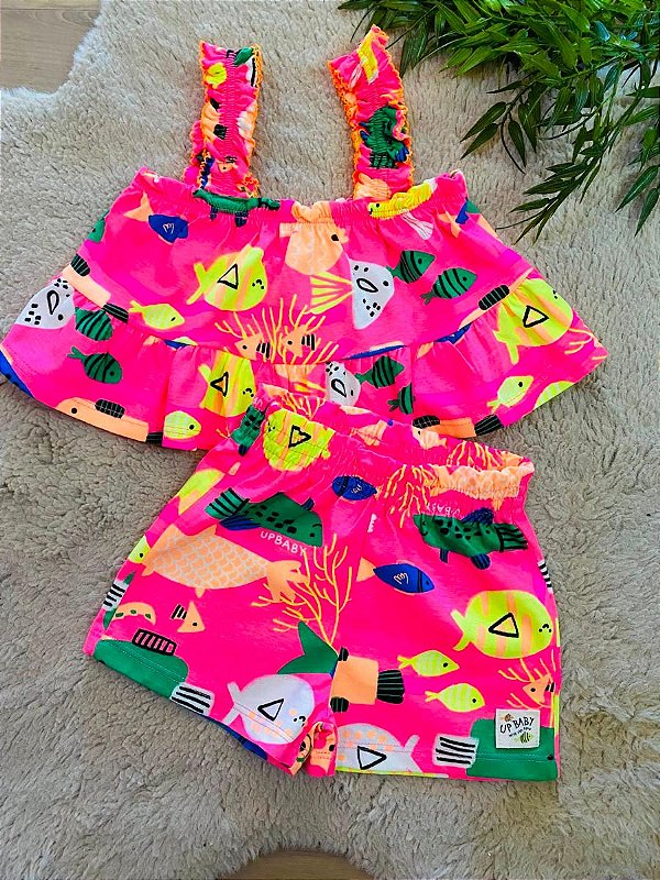 CONJUNTO BATA E BERMUDA MALHA UP BABY - TAM 1 AO 6