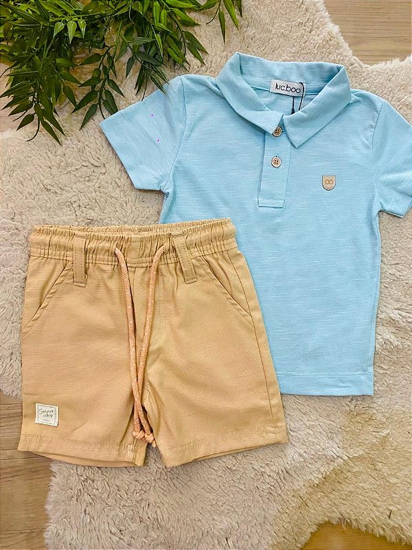 CONJUNTO CAMISETA POLO E BERMUDA LUC.BOO - TAM 1 AO 4