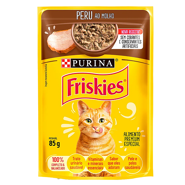 Ração Úmida Friskies® Para Gatos Adultos Peru ao molho 85g