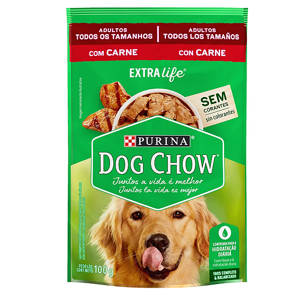 Ração Úmida Dog Chow Para Cães Adultos Carne 100g