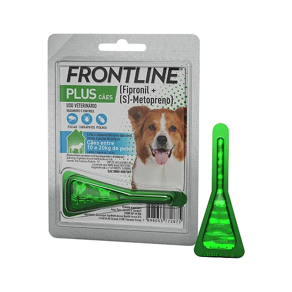 Antipulgas e Carrapatos Frontline Plus Cães entre 10 e 20kg Único