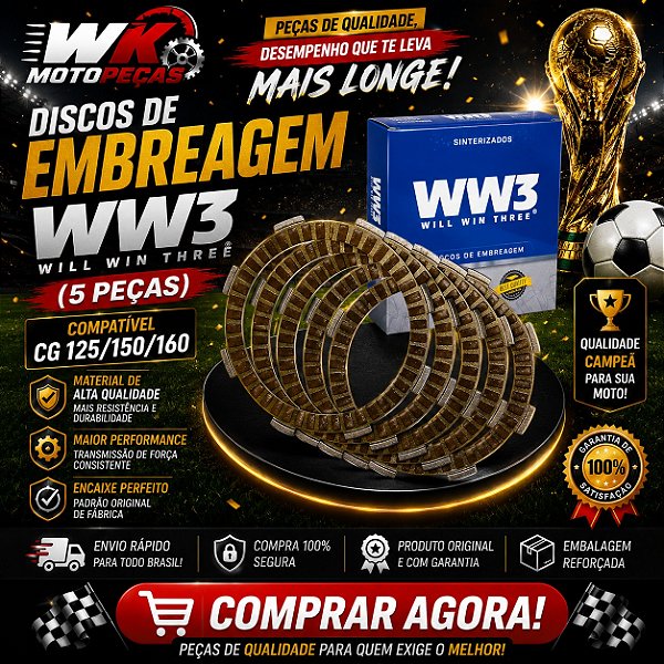 Discos Embreagem Ww3 (5 Pcs) Cg 125/150/160