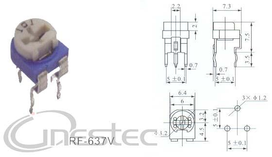 1K TRIMPOT RF637V HORIZ.