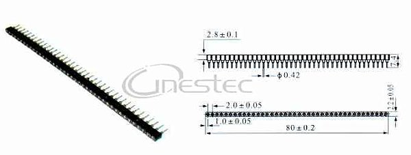 BARRA 40 PINOS  TERMINAIS FEMEA TORNEADA 1X40 1 LADO 180 graus BSPT