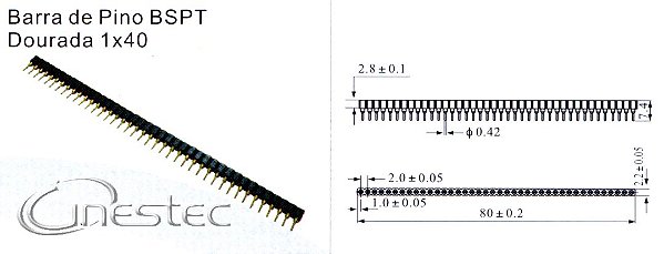 BARRA 40 PINOS  TERMINAIS FEMEA TORNEADA GOLD 1X40 1 LADO 180 graus