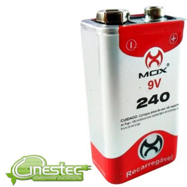 BATERIA 9V RECARREGAVEL 240mAH - MO-9V240 - MOX