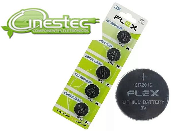 BATERIA CR2016 - 3V - LITHIUM FLEX - CADA PILHA