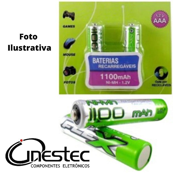 BATERIA RECARREGAVEL 1,2V - 1100mAh AAA - FX-AAA11B2 - PALITO - 2pçs
