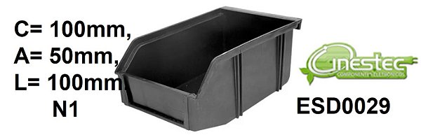 BIN / CAIXA CONDUTIVO N1 PARA ARMAZENAMENTO 50X100X100MM