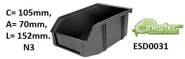 BIN / CAIXA CONDUTIVO N3 PARA ARMAZENAMENTO 70X105X152MM