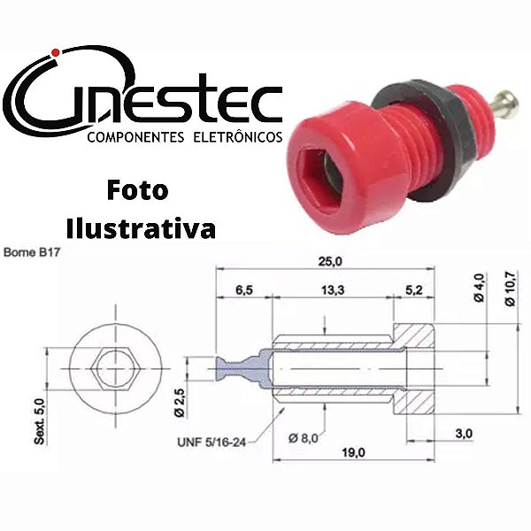 BORNE BANANA 4mm B17 - VERMELHO