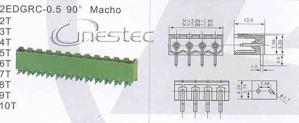 BORNE KRA  2EDGRC 5,0/5.08  MACHO  5P  90 graus  TERMINAL BLOCK