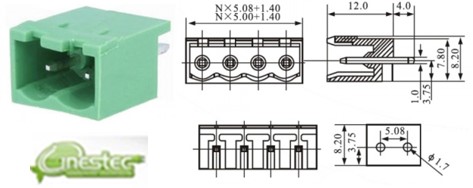BORNE KRA  2EDGVC 5,0 MACHO  2P  180 graus  TERMINAL BLOCK