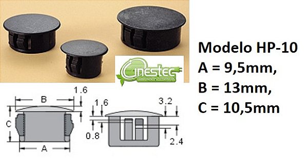 ACABAMENTO DE FURO (TAPA FURO)  HP-10 PRETO 5 PECAS