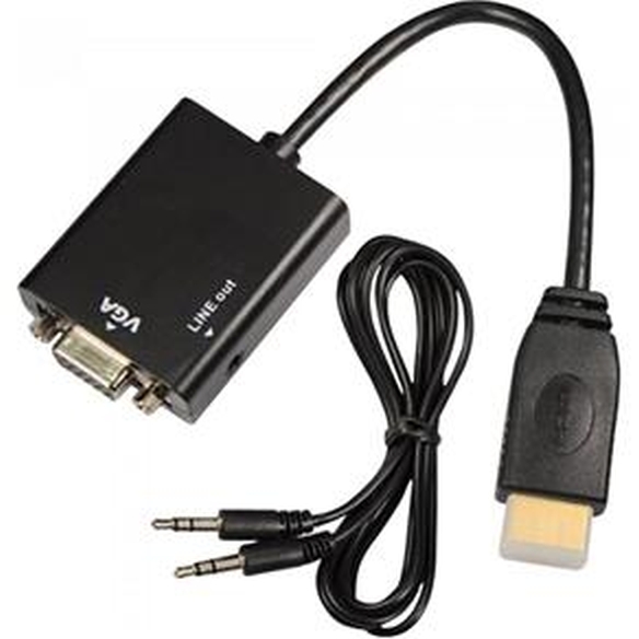 ADAPTADOR / CONVERSOR HDMI MACHO PARA VGA FEMEA AUDIO