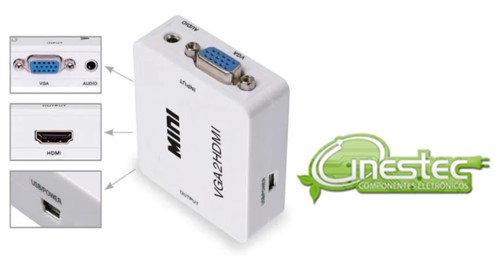 ADAPTADOR / CONVERSOR VGA FEMEA PARA HDMI FEMEA