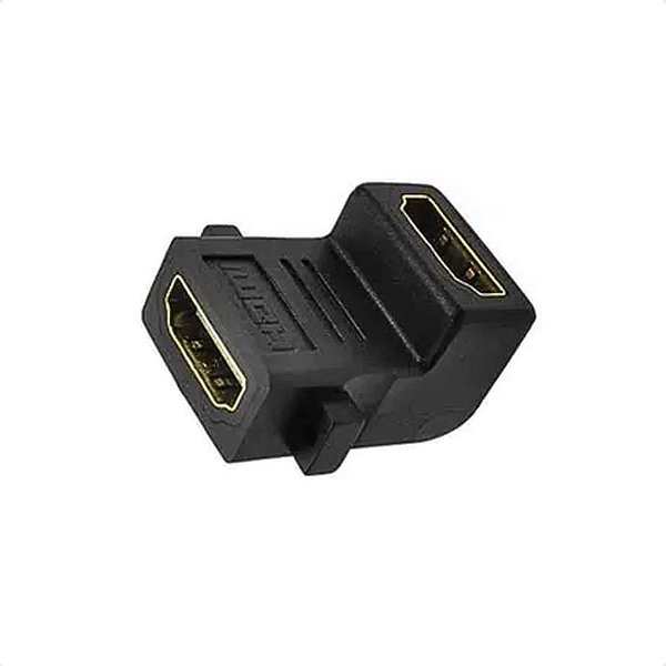 ADAPTADOR EMENDA HDMI FEMEA x HDMI FEMEA EM "L" GOLD 90°