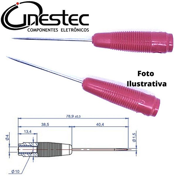 ADAPTADOR PONTA DE PROVA AGULHA BBC PARA TESTE - VERMELHO