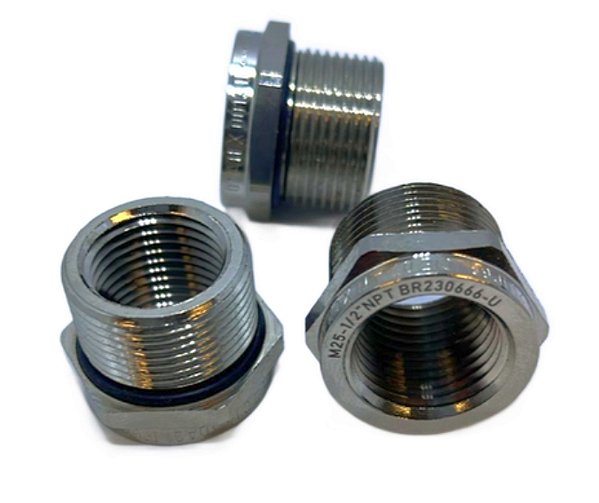 ADAPTADOR REDUTOR METAL M25 PARA NPT 1/2  KIT 3PÇS