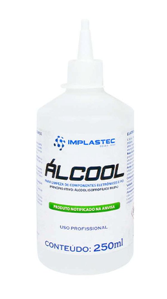 ALCOOL PARA LIMPEZA DE ELETRONICOS E PCI IMPLASTEC 250mL