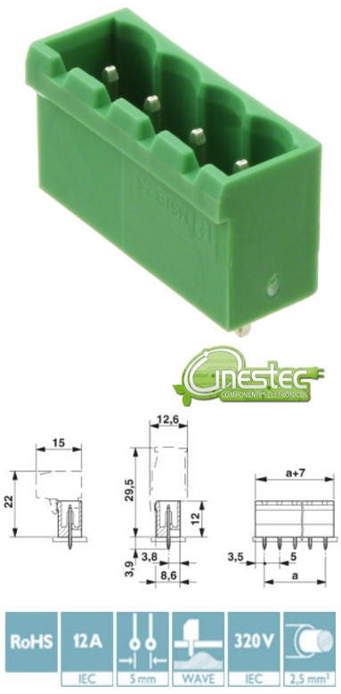 BORNE KRA HEADER MSTBVA 2,5/ 4-G, 180 - MACHO