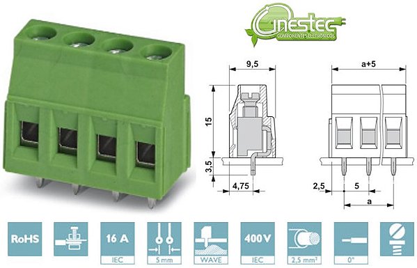 BORNE KRE MKDSN 2,5/ 4, 5,0, 180 graus