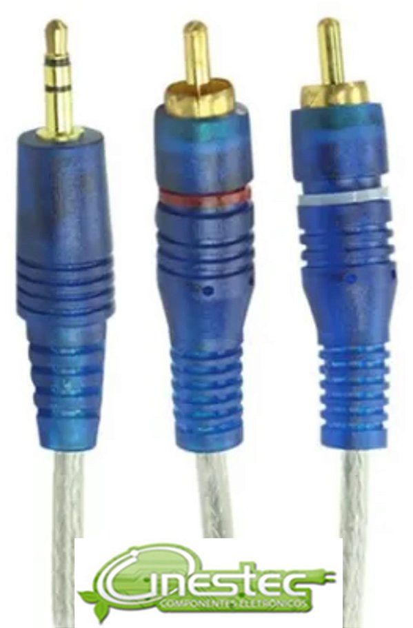 CABO 1P2ST  2RCA 1m  PLUG GOLD  CRISTAL  TRANSPARENTE