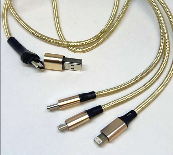 CABO 2 x 3 USB OU USB-C PARA MICRO USB  TYPE-C IOS KA-3928