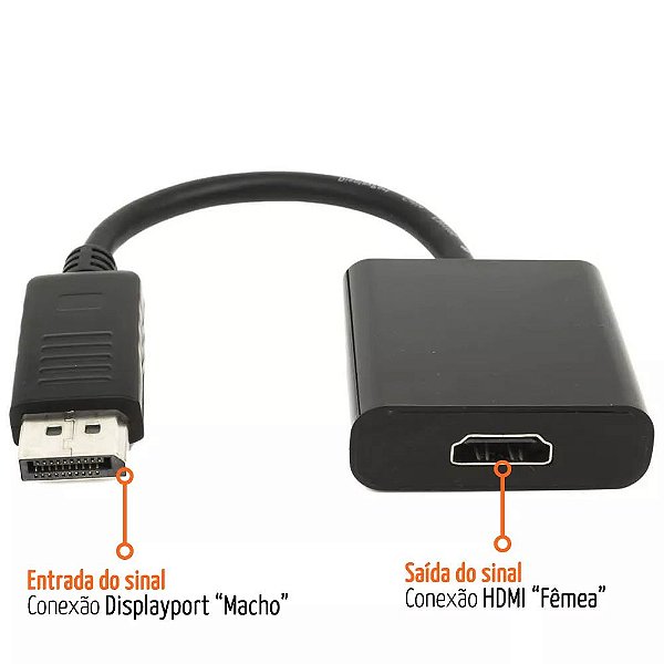 CABO ADAPTADOR DISPLAYPORT MACHO PARA HDMI FEMEA