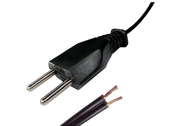 CABO DE FORCA RABICHO 1,5M / 0,50MM  PLUG MOVEL PARALELO - PRETO