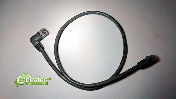 CABO DE REDE  PATCH CORD CAT5E  90 graus CINZA 60CM