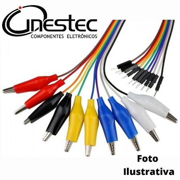 CABO JUMPER MACHO COM CONECTOR GARRA - 30cm KIT COM 10 CABOS PARA PROTOTIPOS