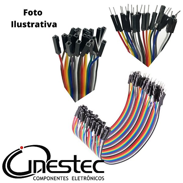 CABO JUMPER MACHO x FEMEA 20cm - KIT COM 40 CABOS PARA PROTOTIPOS