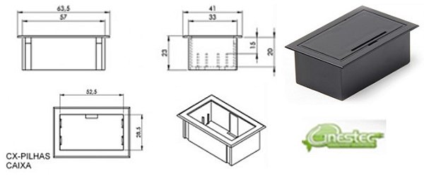 CAIXA  GABINETE DE PILHA  2 PILHAS AA  PEQUENA