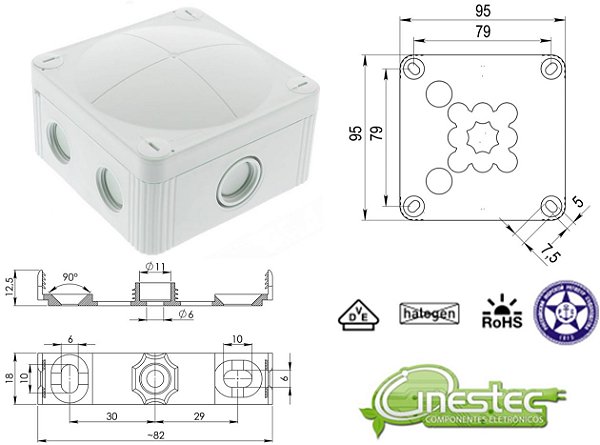 CAIXA JUNCAO COMBI 407 LG - 95X95X60mm, PP, BRANCO