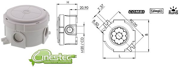 CAIXA JUNCAO, 82X57mm, PA, BRANCO, COM BORNE