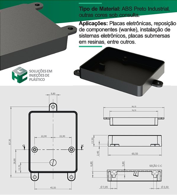 CAIXA PLASTICA PI-01 - 95X60X12 - REPOSIÇÃO WANKE